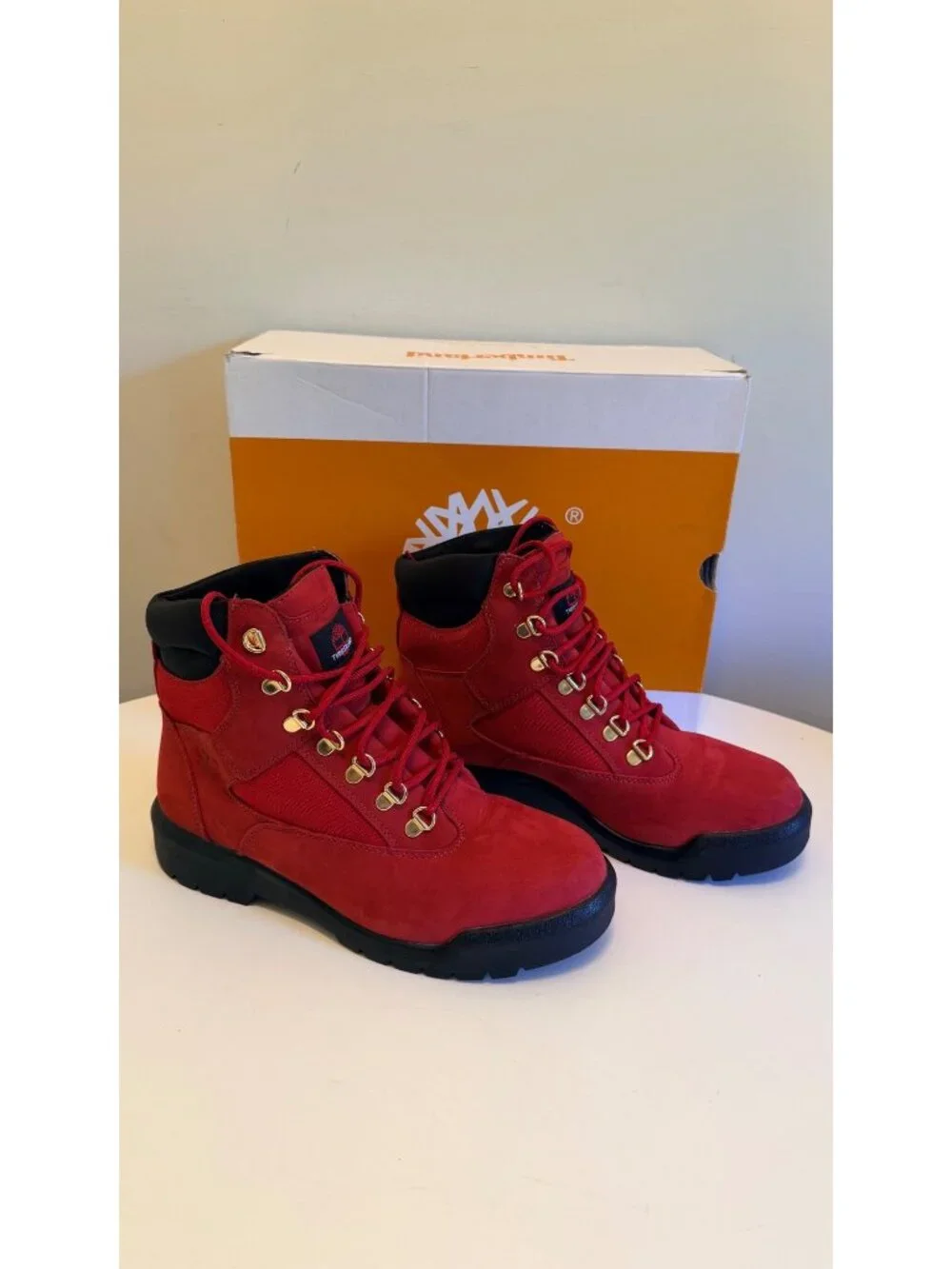 Timberland Mens 6-Inch Waterproof Field Boot Dark Red Nubuck Size 8.5 M